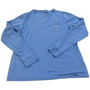 Vineyard Vines Light Blue Long Sleeve Graphic T Shirt Women's Size Medium Preppy